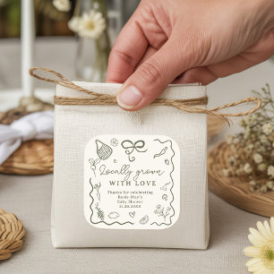 Lokaal geteeld Baby shower Rustic Farmer's Market Vierkante Sticker