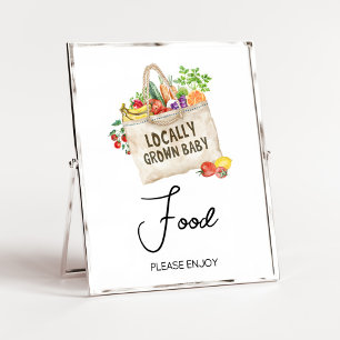 Lokaal geteeld Baby shower voedsel teken Poster