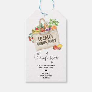 Lokaal geteeld Baby shower voorkeurtags Cadeaulabel