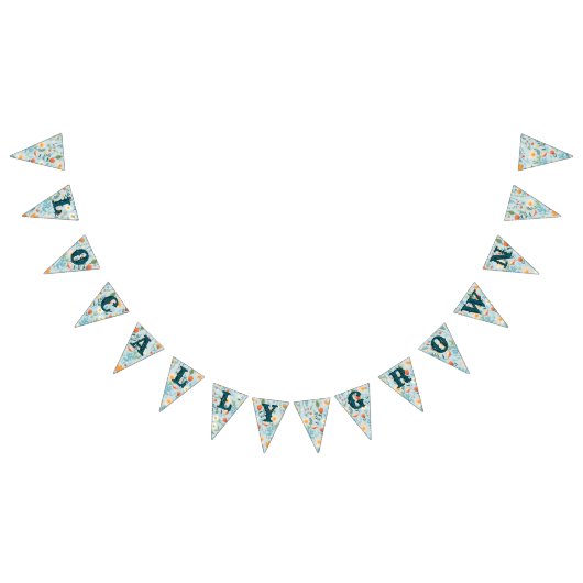 Lokaal geteeld bloemmotief blauw Baby shower Vlaggetjes (Alle)