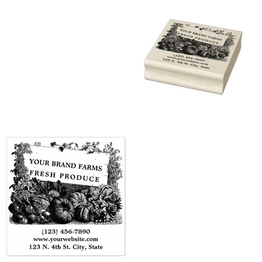 Lokaal geteeld Boerderij Fresh Produce Label Sjabl Rubberstempel (Gestempeld)