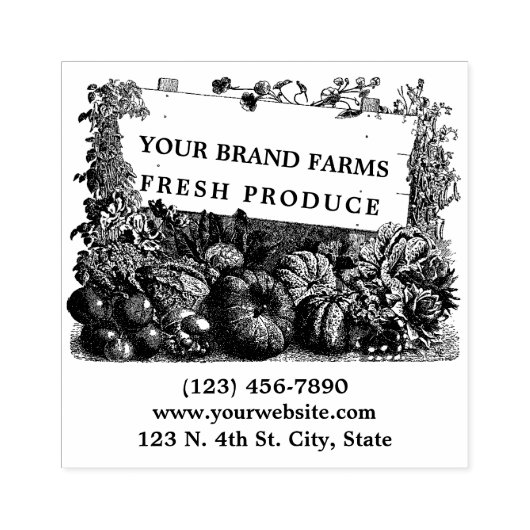 Lokaal geteeld Boerderij Fresh Produce Label Sjabl Rubberstempel (Afrduk)