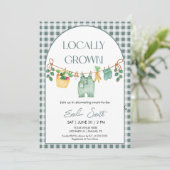 Lokaal geteeld, boeren markeren Baby shower uitnod Kaart (Staand voorkant)