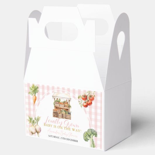 Lokaal geteeld Fresh Market Baby shower Gingham Bedankdoosjes (Geopend)