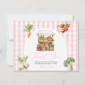 Lokaal geteeld Fresh Market Baby shower Gingham Bedankkaart (Voorkant)