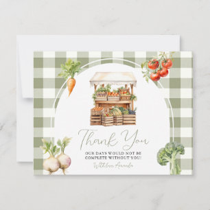 Lokaal geteeld Fresh Market Baby shower Gingham Bedankkaart