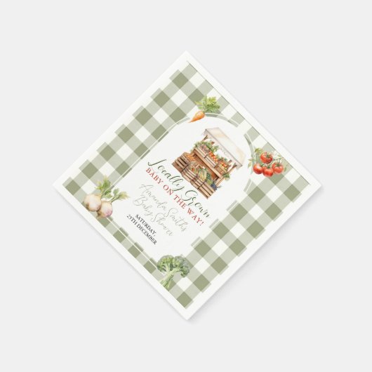 Lokaal geteeld Fresh Market Baby shower Gingham Servet (Hoek)