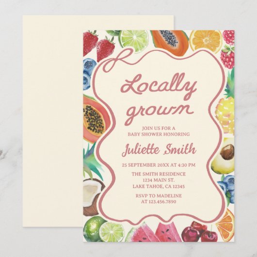 Lokaal geteeld fruit Baby shower Kaart (Voorkant / Achterkant)