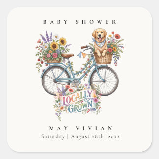 Lokaal Geteeld & Geliefd Baby Shower Vierkante Sticker