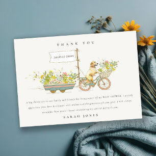 Lokaal geteeld Golden Retriever Floral Baby shower Bedankkaart