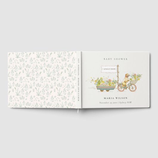 Lokaal geteeld Golden Retriever Floral Baby shower Gastenboek (Volledig)