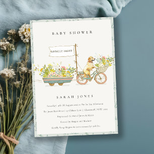 Lokaal geteeld Golden Retriever Floral Baby shower Kaart