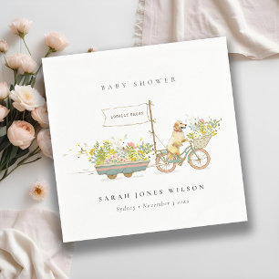 Lokaal geteeld Golden Retriever Floral Baby shower Servet