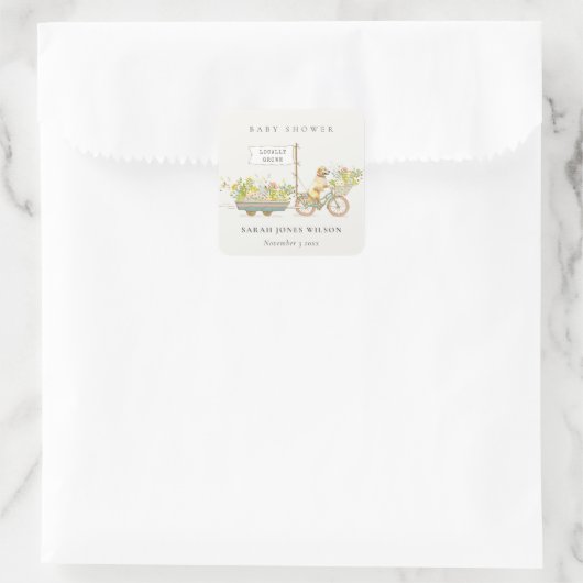 Lokaal geteeld Golden Retriever Floral Baby shower Vierkante Sticker (Tas)