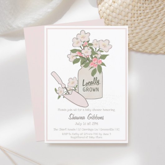 Lokaal geteeld klein Baby shower Kaart