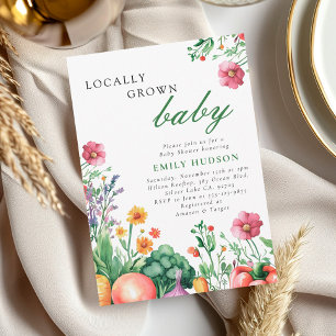 Lokaal geteeld meisje boeren markt Baby shower Kaart