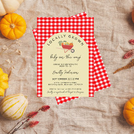 Lokaal geteeld Modern Red Gingham Baby shower Kaart