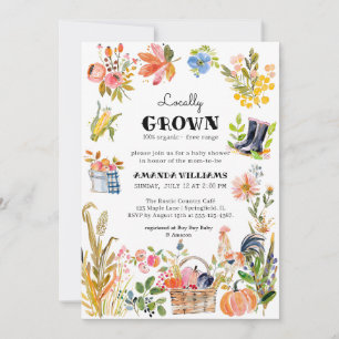 Lokaal geteelde Baby   Baby shower van de boerenma Kaart