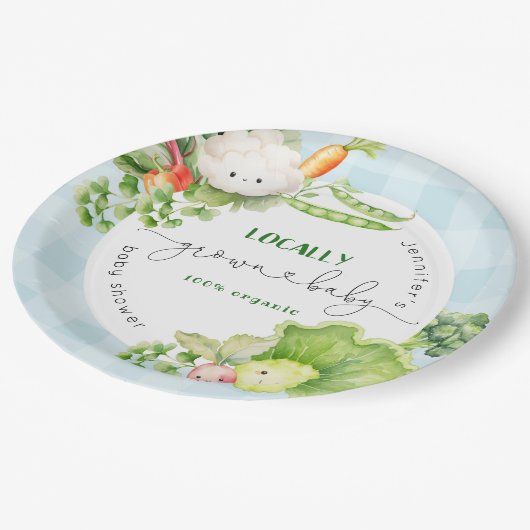 Lokaal geteelde baby Boeren markt baby shower Papieren Bordje (Gekanteld)