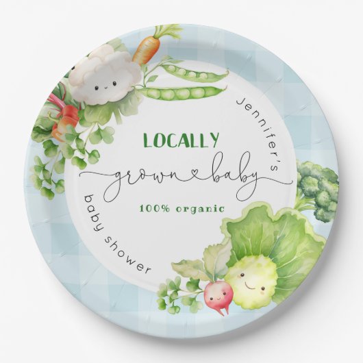 Lokaal geteelde baby Boeren markt baby shower Papieren Bordje (Voorkant)