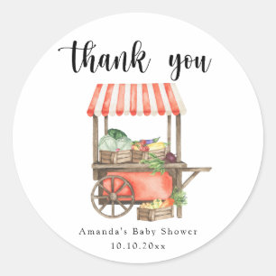 Lokaal geteelde Baby boeren markt kar Baby shower Ronde Sticker