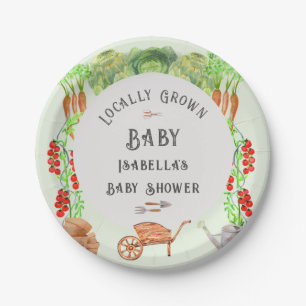 Lokaal Geteelde Baby, Boerenmarkt Baby Shower Papieren Bordje