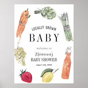 Lokaal geteelde Baby shower Boeren markt welkom Poster