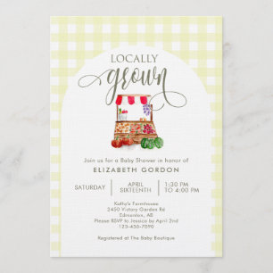 Lokaal Geteelde Baby Shower Boerenmarkt Gingham Kaart