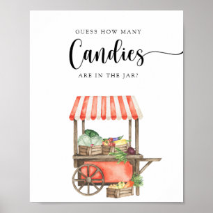 lokaal geteelde baby shower - raad hoeveel snoepje poster