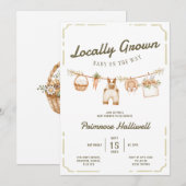Lokaal Geteelde Baby Shower Uitnodiging (Voorkant / Achterkant)