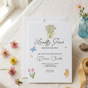 Lokaal Geteelde Baby Shower Uitnodiging Lente Tuin