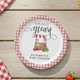 Lokaal Geteelde Baby Shower Wortels Gingham Papieren Bordje