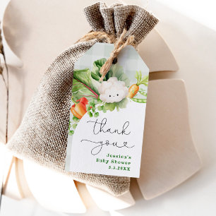 Lokaal geteelde babyshower bedank tag cadeaulabel