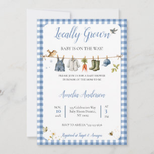 Lokaal Geteelde Blauwe Gingham Landjongen Baby Sho Kaart