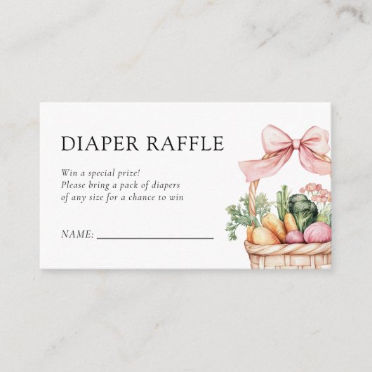 Lokaal geteelde boeren Baby shower luier Raffle Informatiekaartje (Voorkant)