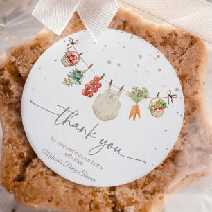 Lokaal geteelde boeren markt Baby shower Dank u Ronde Sticker