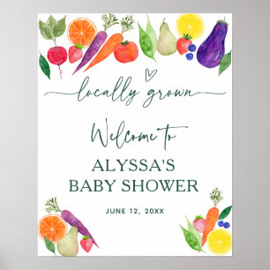 Lokaal geteelde boeren markt Baby shower welkom Poster