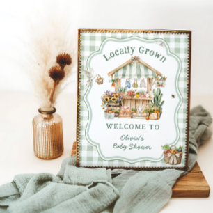 Lokaal geteelde boeren markt Baby shower welkom Poster