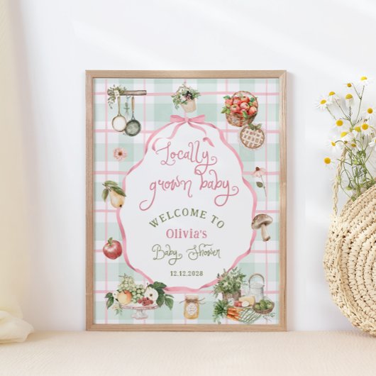 Lokaal geteelde boeren markt Baby shower welkom Poster