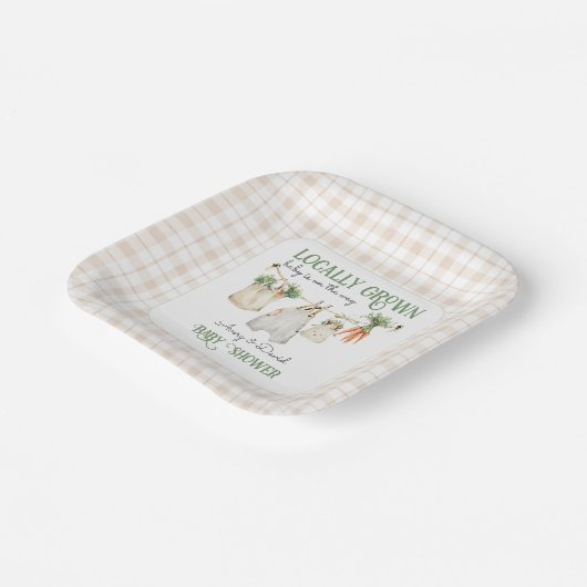 Lokaal geteelde boeren markt Boho Baby shower Papieren Bordje (Gebogen)