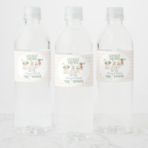 Lokaal geteelde boeren markt Boho Baby shower Waterfles Etiket
