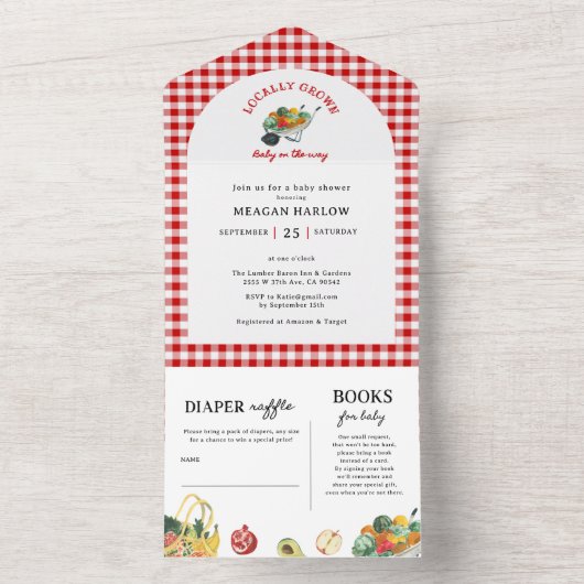Lokaal Geteelde Boerenmarkt Baby Shower All In One Uitnodiging (Binnen)