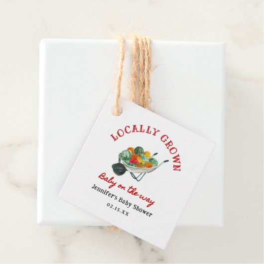 Lokaal Geteelde Boerenmarkt Baby Shower Bedankjes Labels (In situ)