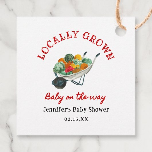 Lokaal Geteelde Boerenmarkt Baby Shower Bedankjes Labels (Achterkant)