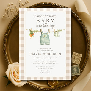 Lokaal Geteelde Boerenmarkt Beige Baby Shower Kaart