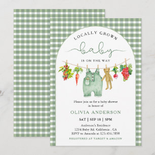 Lokaal Geteelde Boerenmarkt Gingham Baby Shower Kaart