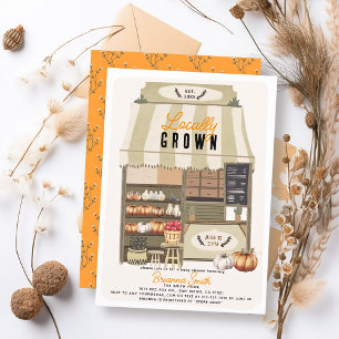 Lokaal geteelde boerenmarkt Herfst Baby shower Kaart