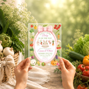 Lokaal Geteelde Boerenmarkt Meisje Baby Shower Acryl Uitnodigingen