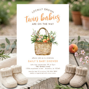 Lokaal Geteelde Boerenmarkt Tweeling Baby Shower Kaart