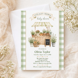 Lokaal Geteelde Gingham Boerenmarkt Baby Shower Kaart